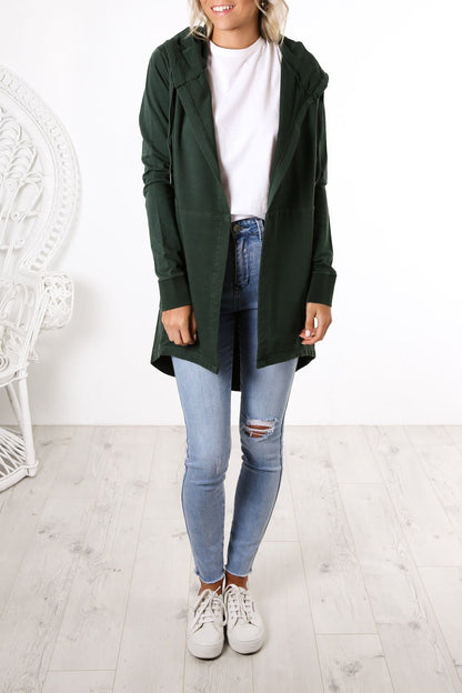 Ashleigh Hooded Cardi Bottle Green