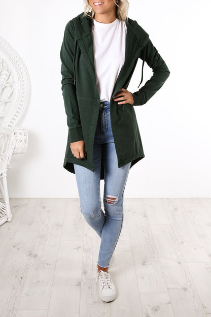 Ashleigh Hooded Cardi Bottle Green