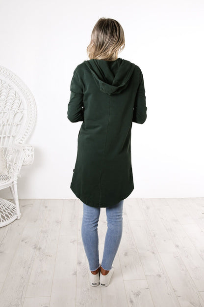 Ashleigh Hooded Cardi Bottle Green