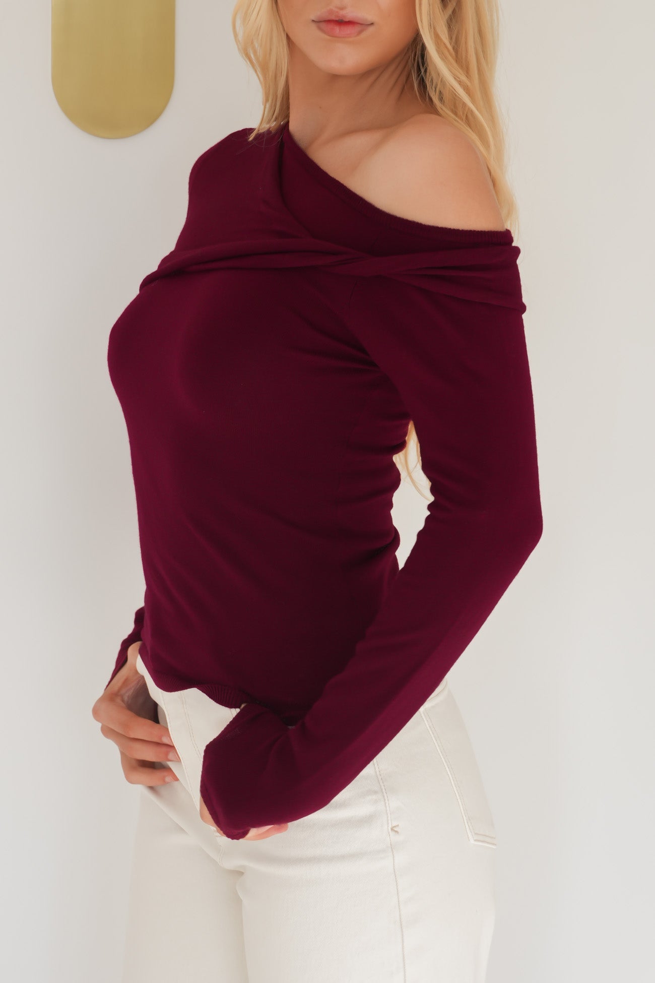 Ashton Knit Layered Long Sleeve Top Cherry