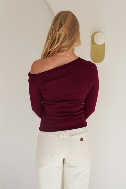Ashton Knit Layered Long Sleeve Top Cherry