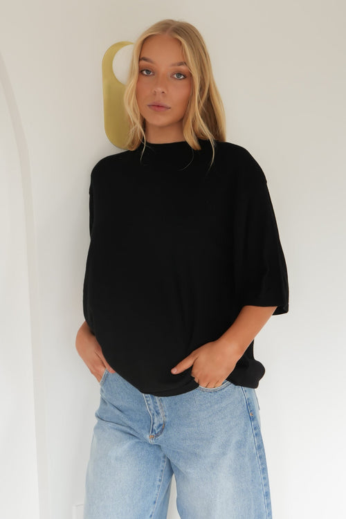 Ashton Knit Tee Black