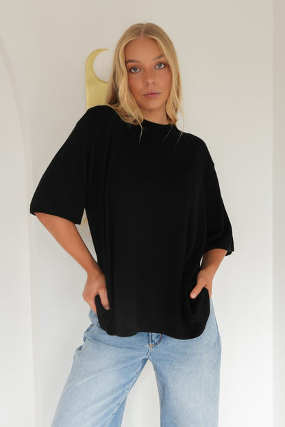 Ashton Knit Tee Black