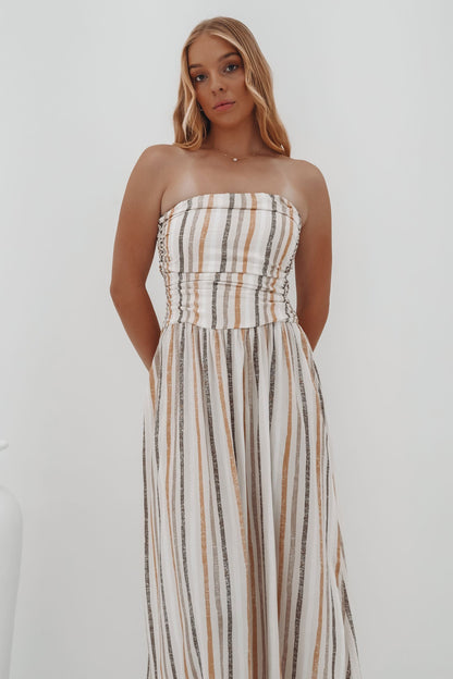 Astra Maxi Dress Beige Multi