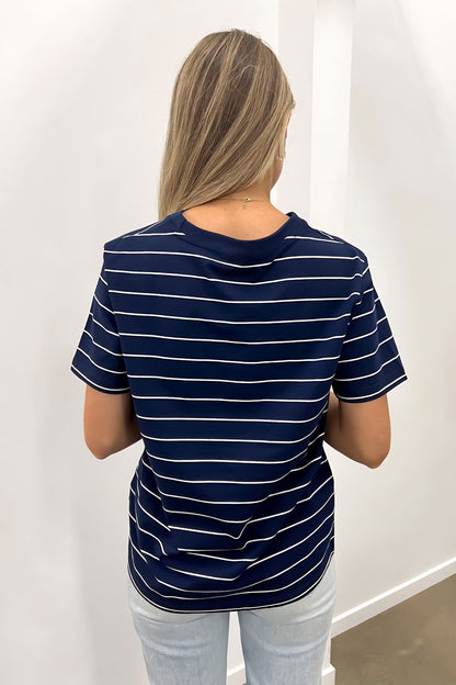 Athens Tee Navy White Stripe
