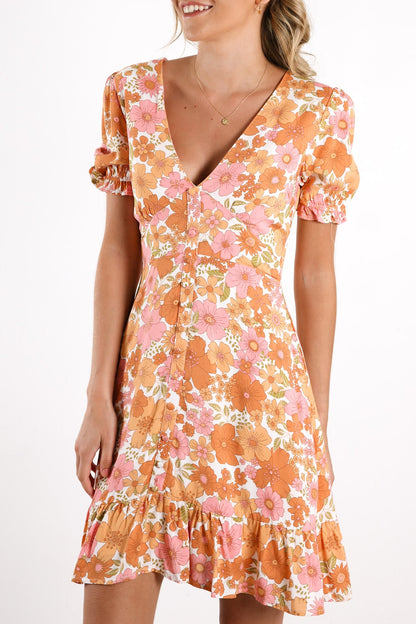 Audrey Dress Orange Floral