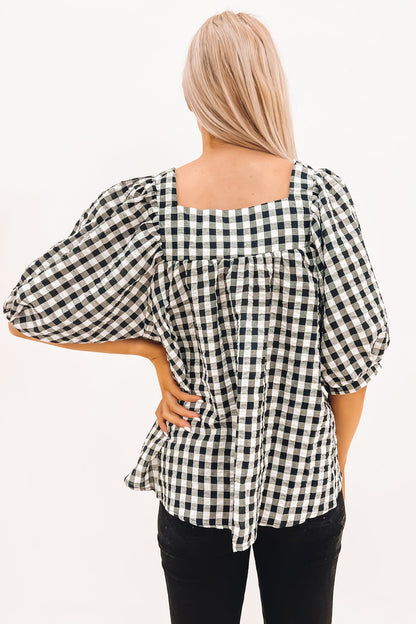 Ava Top Black White Check