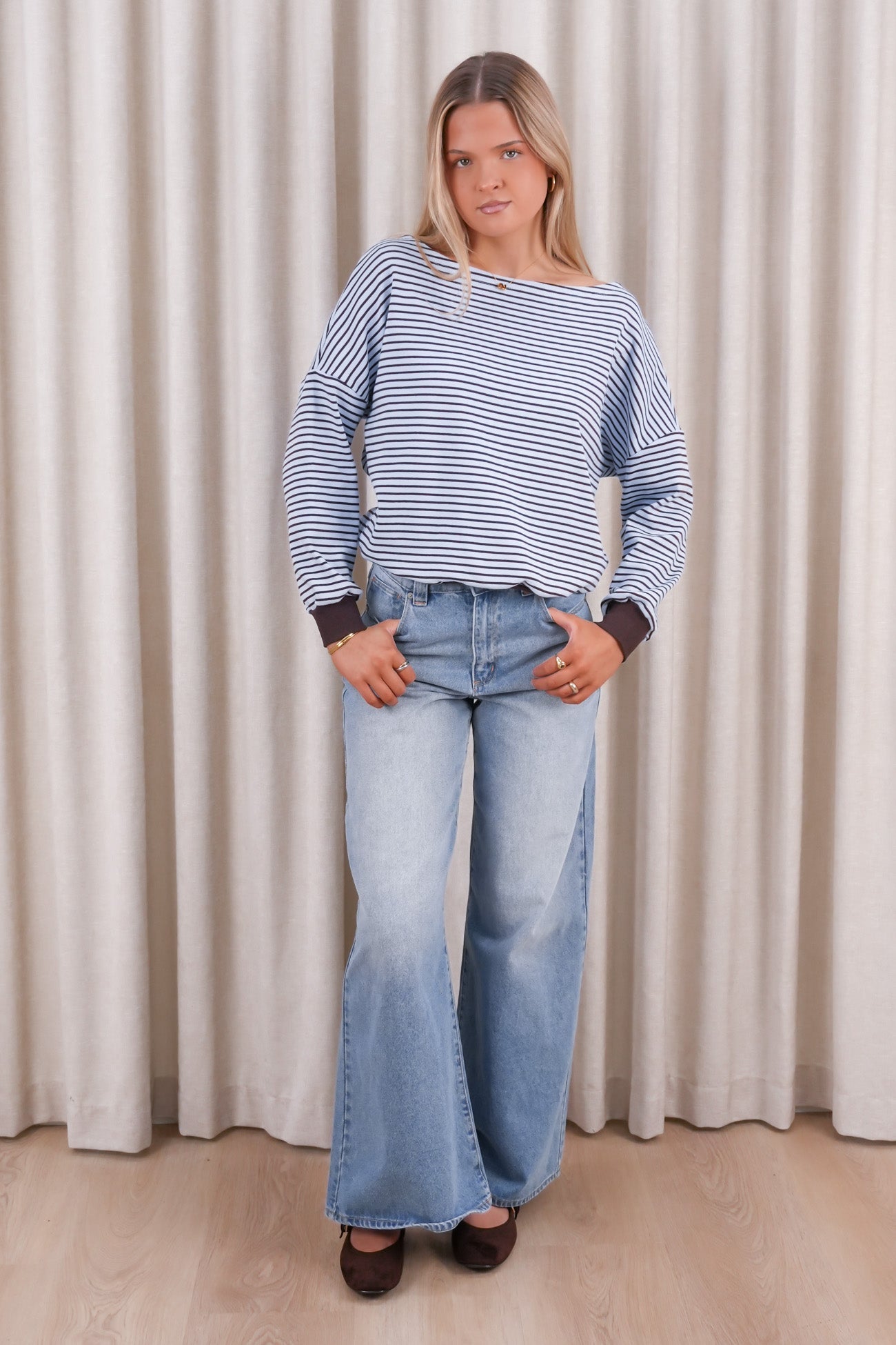 Avenue Jumper Blue Chocolate Stripe