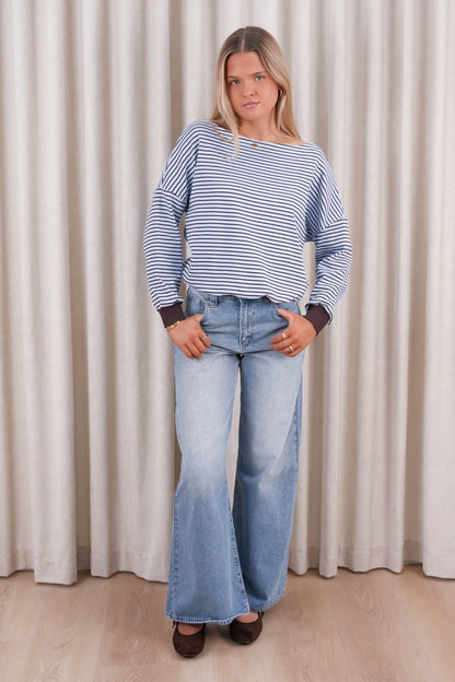 Avenue Jumper Blue Chocolate Stripe