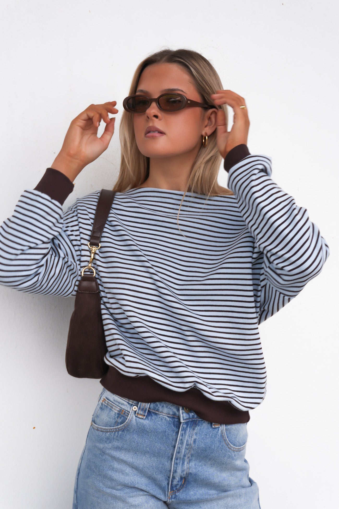 Avenue Jumper Blue Chocolate Stripe