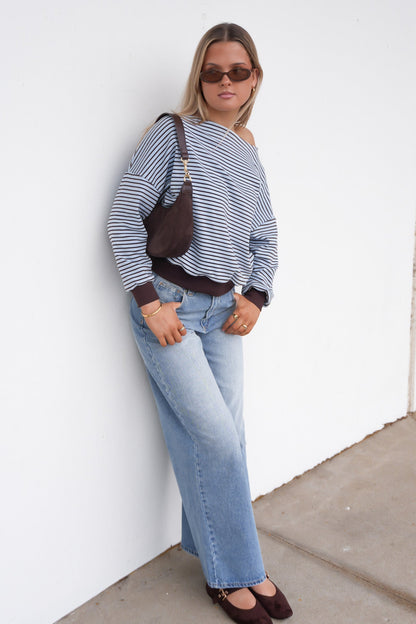 Avenue Jumper Blue Chocolate Stripe