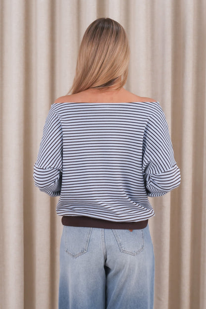 Avenue Jumper Blue Chocolate Stripe
