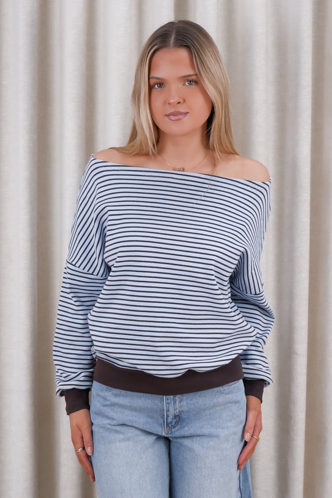 Avenue Jumper Blue Chocolate Stripe