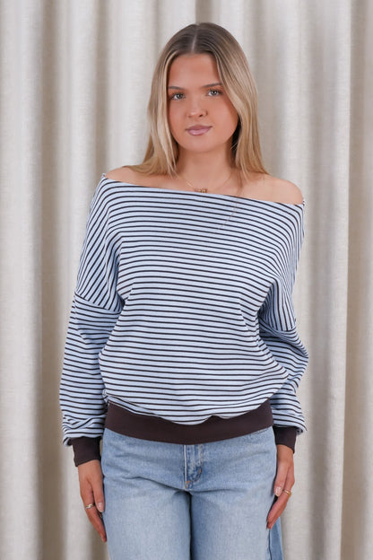 Avenue Jumper Blue Chocolate Stripe