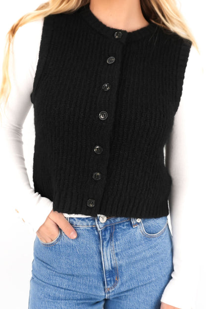 Aya Knit Vest Black