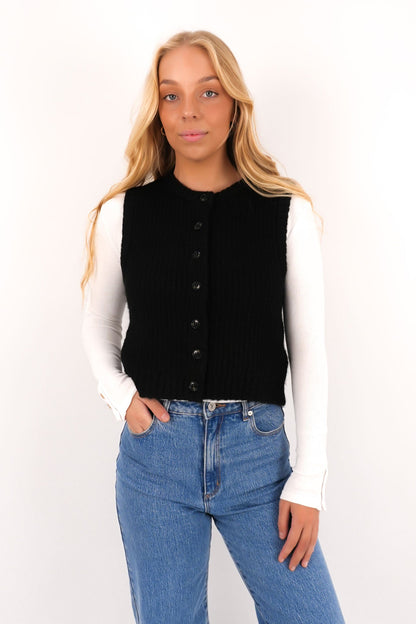 Aya Knit Vest Black