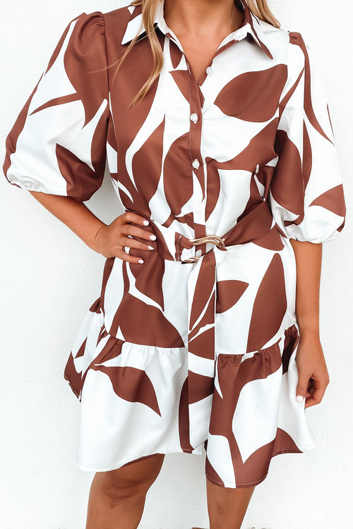 Ayden Mini Dress Mocha White Swirl