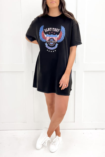 Badge Tee Dress Washed Black