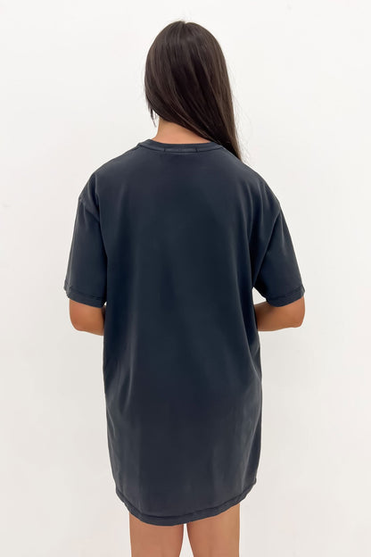 Banner Tee Dress Washed Black
