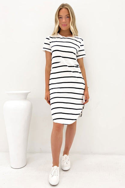 Bay Stripe Dress White Dark Sapphire Stripe