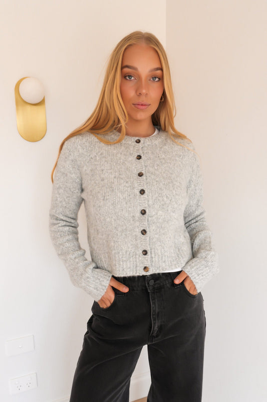 Bayside Cardigan Grey Marle