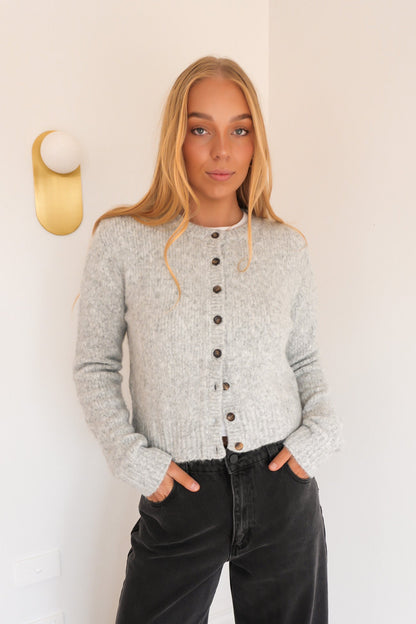 Bayside Cardigan Grey Marle