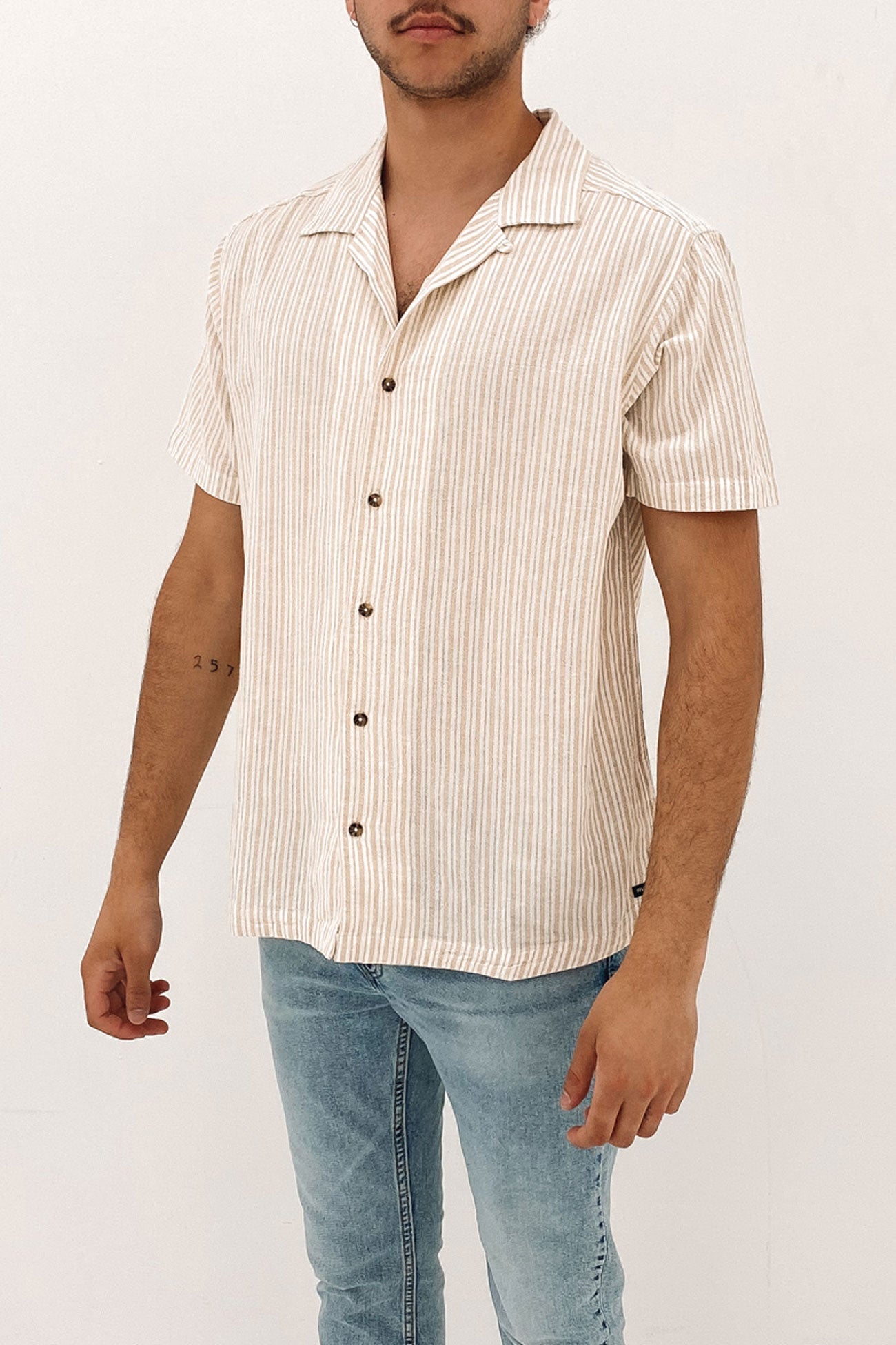 Beat Stripe Short Sleeve Shirt Safari
