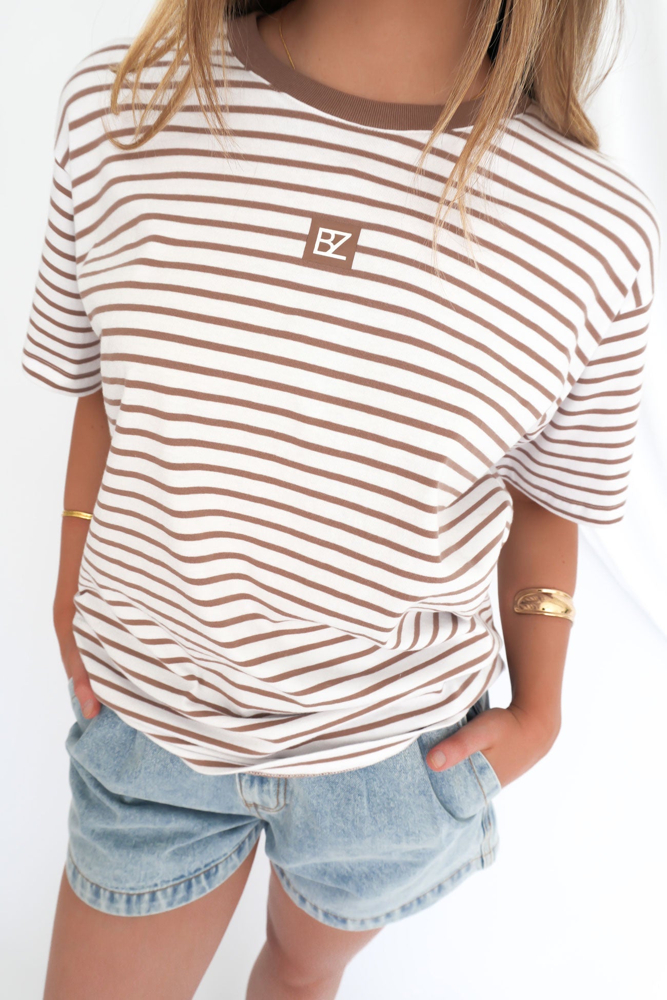 Beau Stripe Tee Brown Stripe