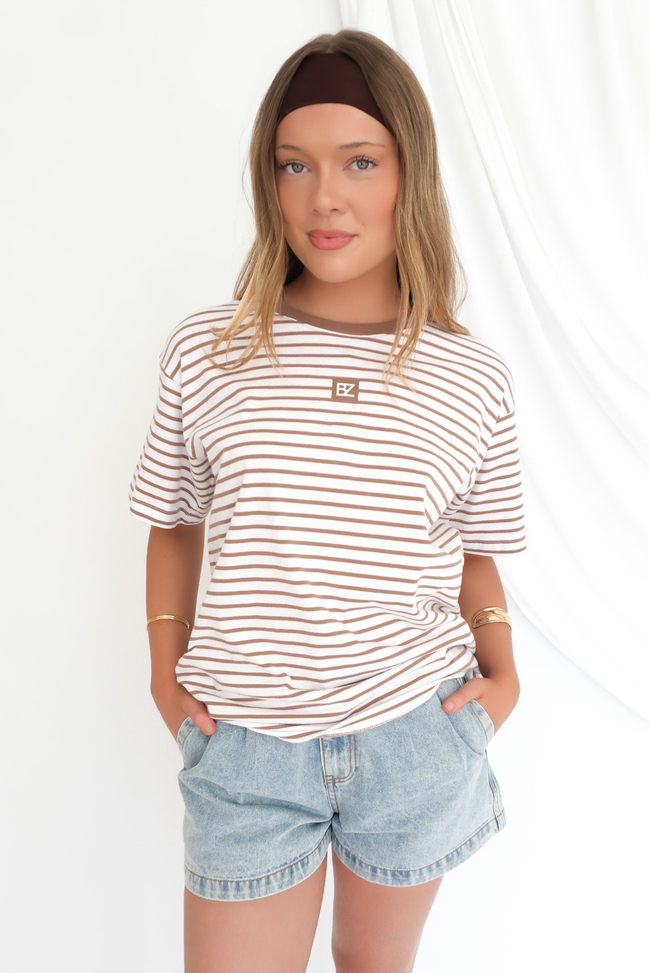 Beau Stripe Tee Brown Stripe