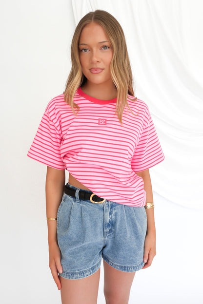 Beau Stripe Tee Pink Stripe