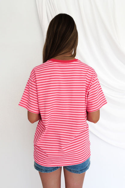 Beau Stripe Tee Pink Stripe