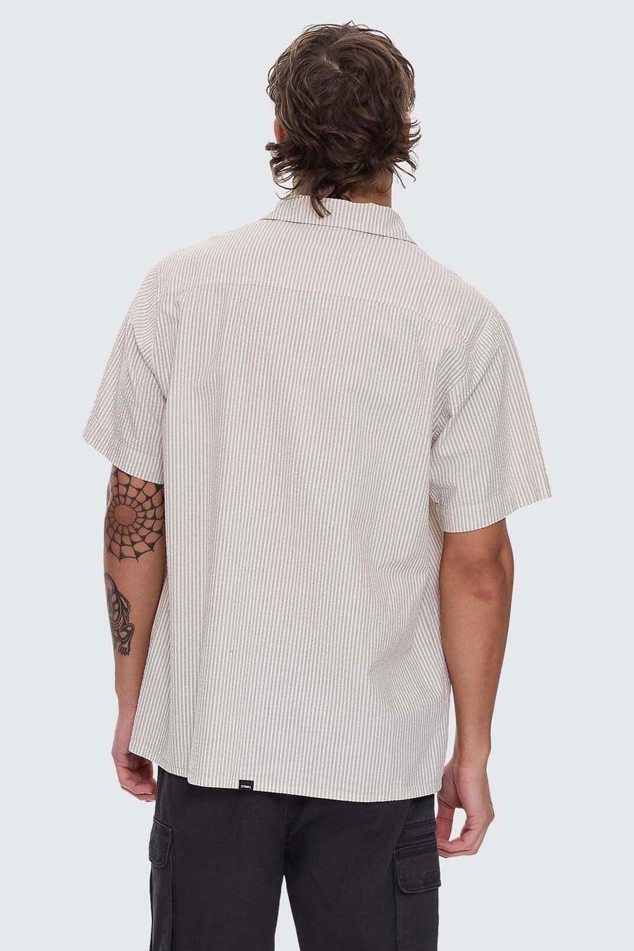 Beauty Around Us Short Sleeve Stripe Work Shirt Acorn