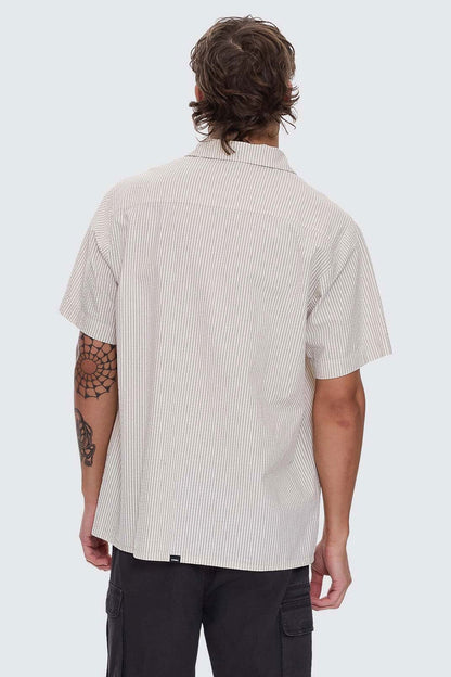 Beauty Around Us Short Sleeve Stripe Work Shirt Acorn