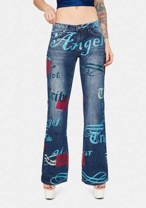Angel Distressed Low Rise Boyfriend Jeans