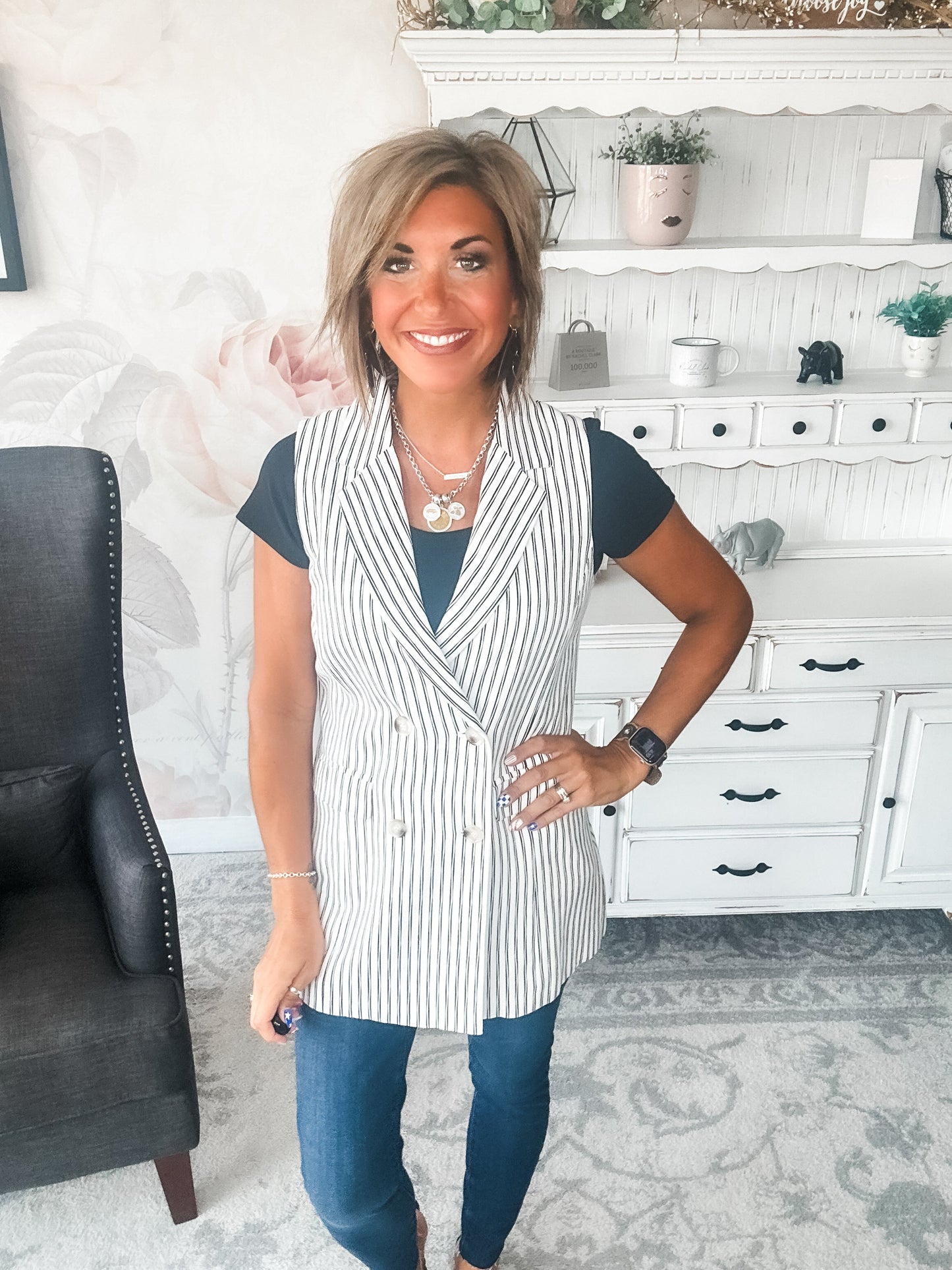Let's Run Away Striped Vest