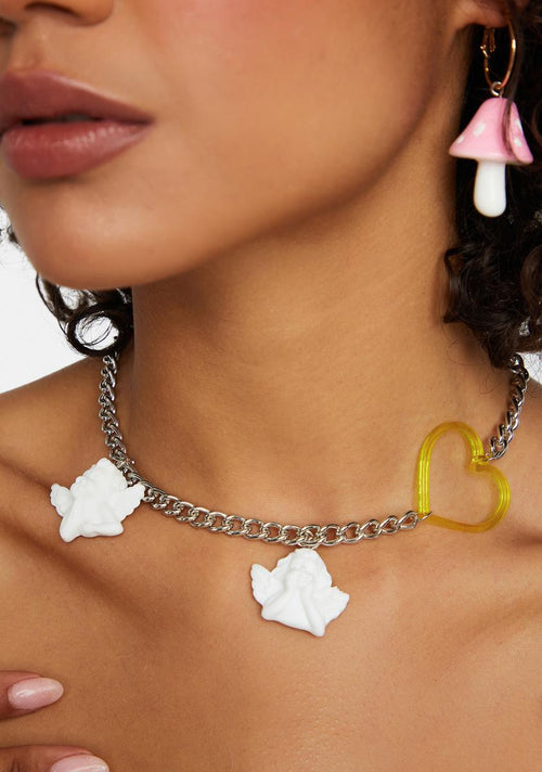 Angelic Babe Heart Chain Necklace