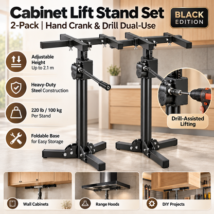 Heavy Object Installation Lift Stand | 220LB Per Stand, Dual Hand/Drill Operation, 2.1m Adjustable Height