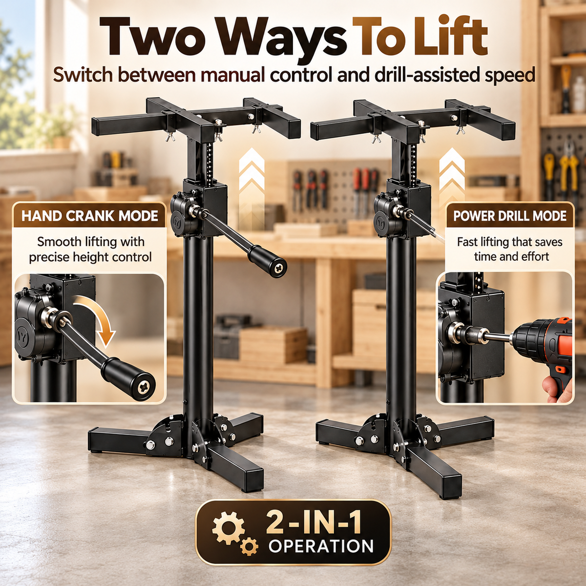 Heavy Object Installation Lift Stand | 220LB Per Stand, Dual Hand/Drill Operation, 2.1m Adjustable Height