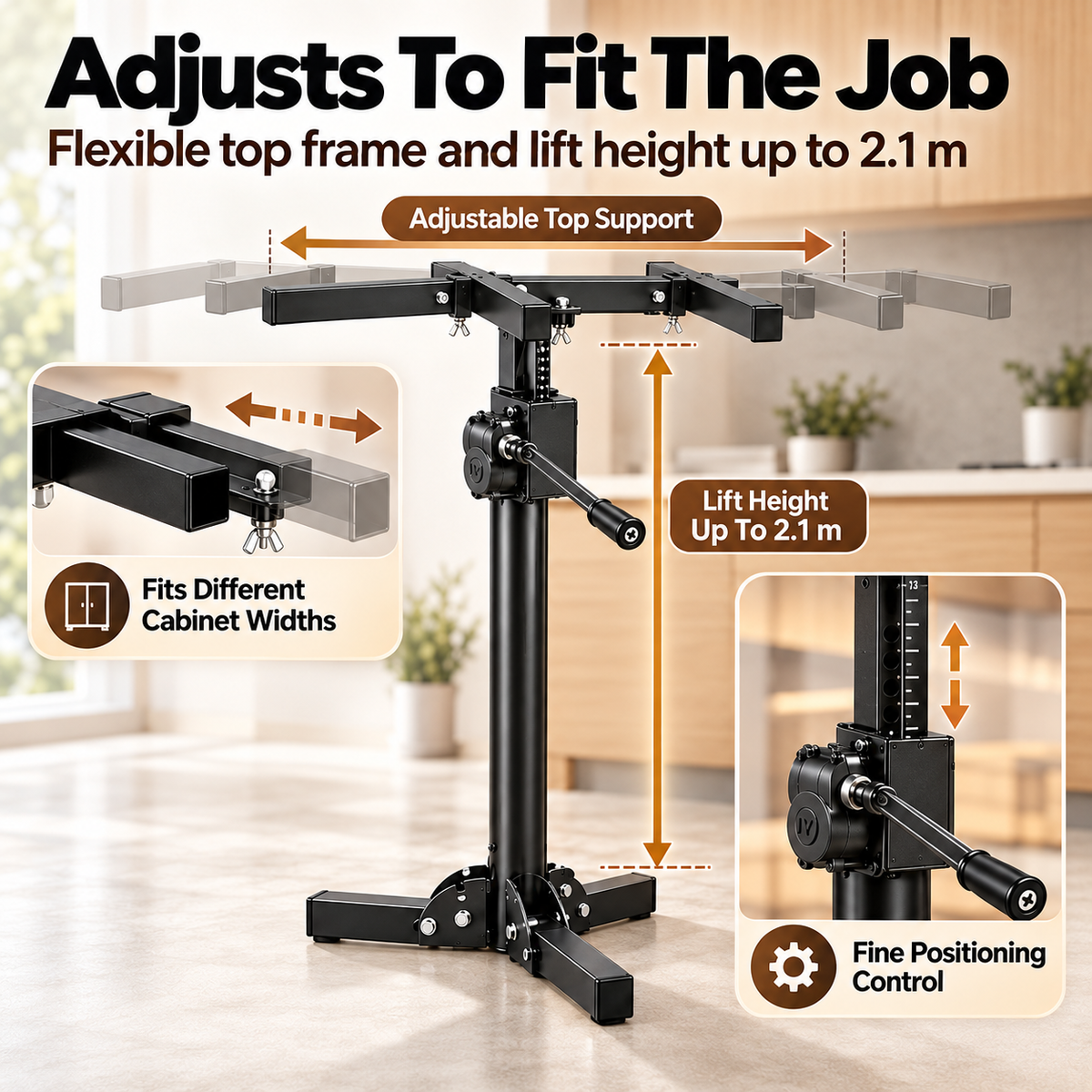 Heavy Object Installation Lift Stand | 220LB Per Stand, Dual Hand/Drill Operation, 2.1m Adjustable Height