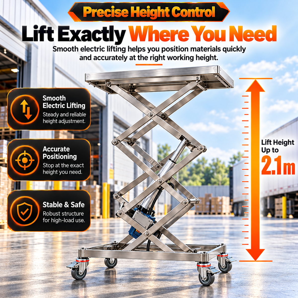 Remote Controlled Stainless Steel Electric Hydraulic Scissor Lift Table & Drill-Operated Cabinet Installation Lift Stand