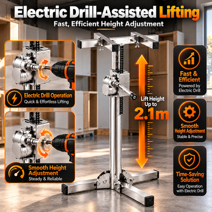 Remote Controlled Stainless Steel Electric Hydraulic Scissor Lift Table & Drill-Operated Cabinet Installation Lift Stand