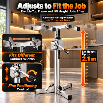 Remote Controlled Stainless Steel Electric Hydraulic Scissor Lift Table & Drill-Operated Cabinet Installation Lift Stand
