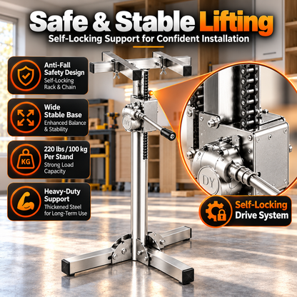 Remote Controlled Stainless Steel Electric Hydraulic Scissor Lift Table & Drill-Operated Cabinet Installation Lift Stand