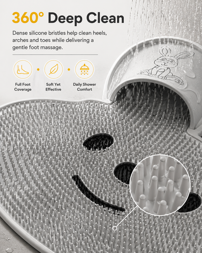 Bunny Non‑Slip Shower Mat, TPE Foot Massage Bath Mat with Strong Suction Cups for Bathroom
