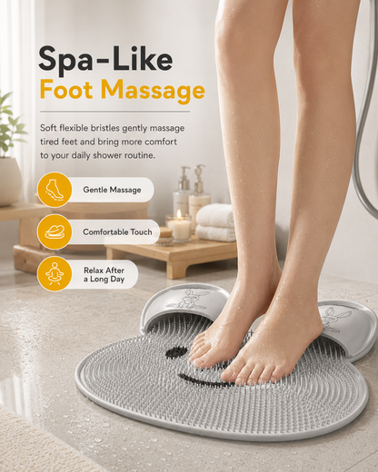 Bunny Non‑Slip Shower Mat, TPE Foot Massage Bath Mat with Strong Suction Cups for Bathroom