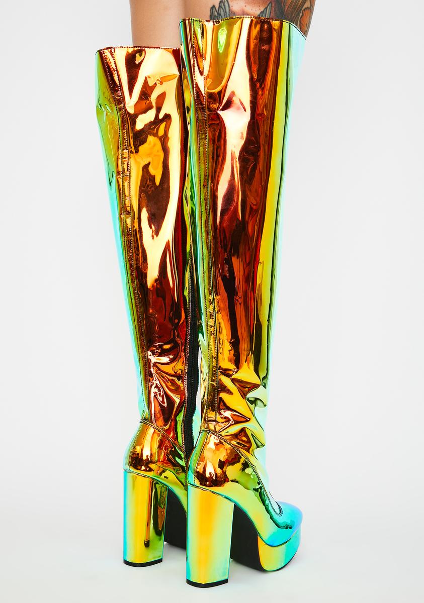 Amber Prismatic Galactic Thigh Highs