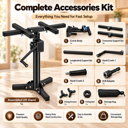 Heavy Object Installation Lift Stand | 220LB Per Stand, Dual Hand/Drill Operation, 2.1m Adjustable Height