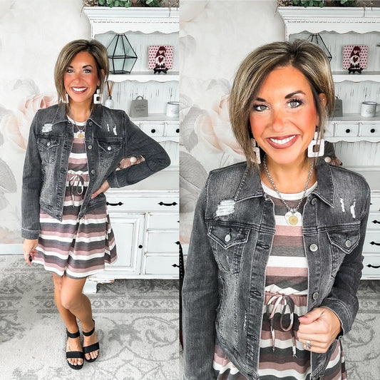 In A Flash Light Grey Jean Jacket