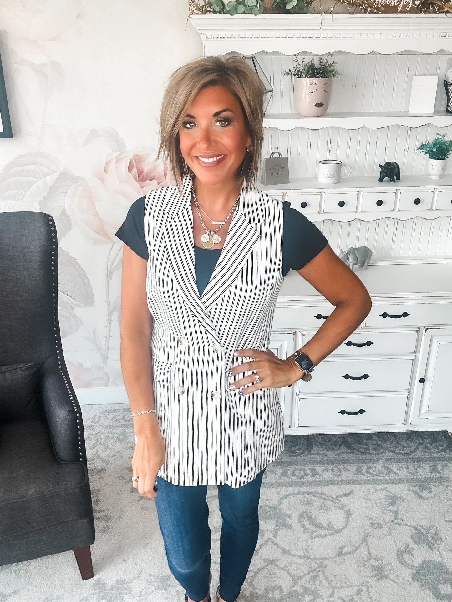 Let's Run Away Striped Vest