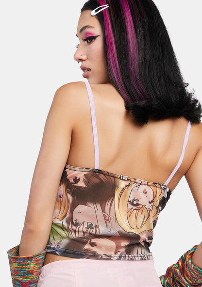 Anime Mesh Cropped Cami